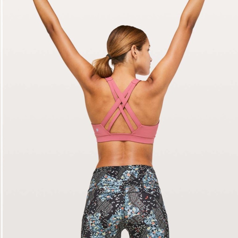 lululemon Stash N' Run Bra Cherry Tint Sports Bra
